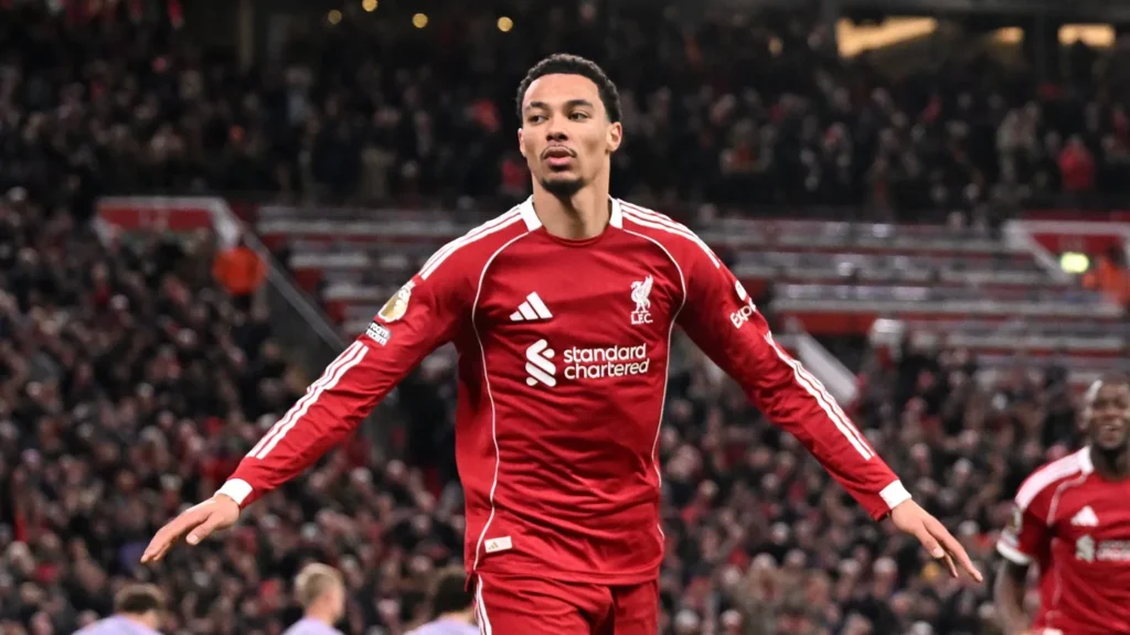 An-image-of-Ekitike-celebrating-after-scoring-for-Liverpool-against-Brighton-1024x576 Ekitike scores twice as Liverpool beat Brighton in Salah’s return