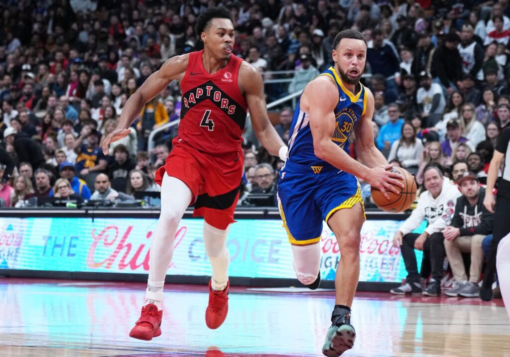 Scottie-Barnes-Stephen-Curry-1536x1075-1-1024x717 Historic Barnes OT heroics overshadowed as Thunder snap losing streak