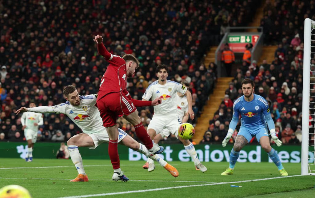 KHEFO4ZKP5OTZLKCRGWS6Y2MDA-1024x644 Resilient Leeds earn point against Liverpool in goalless Anfield stalemate