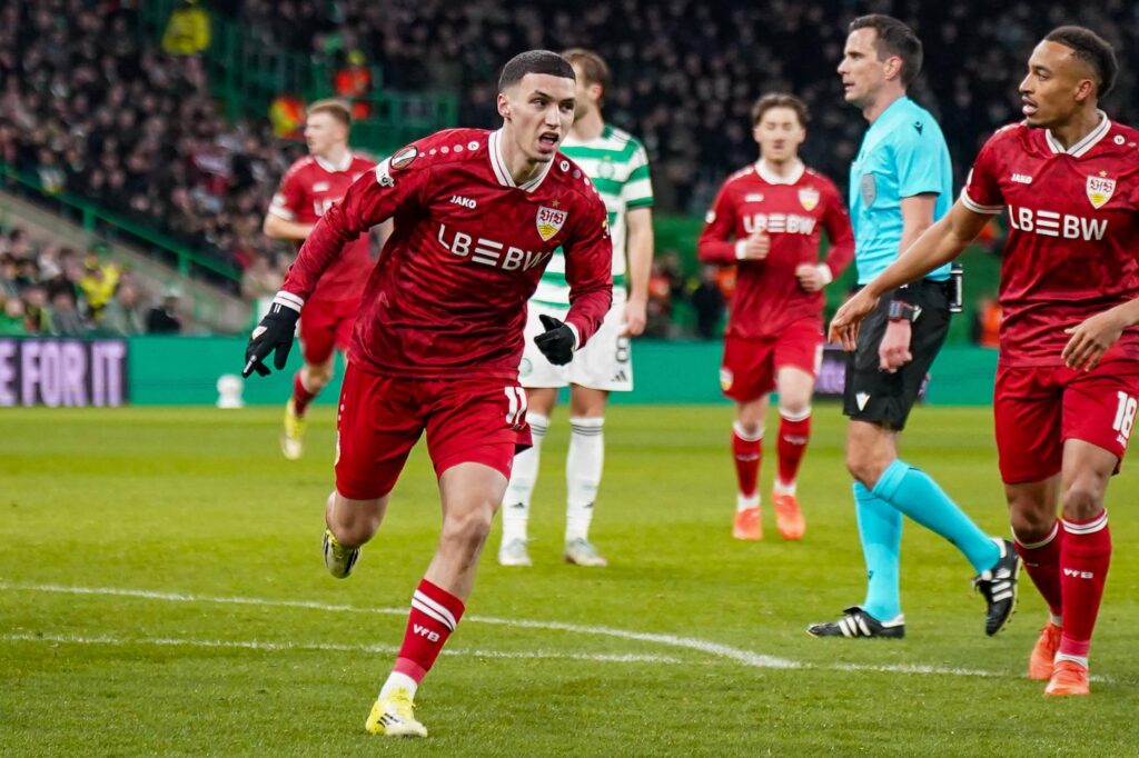 41583536-bilal-el-khannouss-jubelt-nach-einem-seiner-treffer-fuer-den-vfb-stuttgart-bei-celtic-glasgow-1024x682 Stuttgart demolish Celtic away in first leg of Europa League playoff