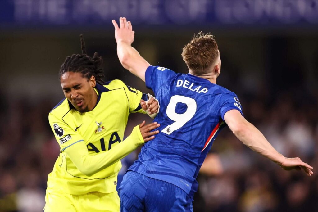 GettyImages-2276602148-scaled-e1779385911466-1024x683 Djed Spence injury blow for Tottenham after brutal collision with Delap
