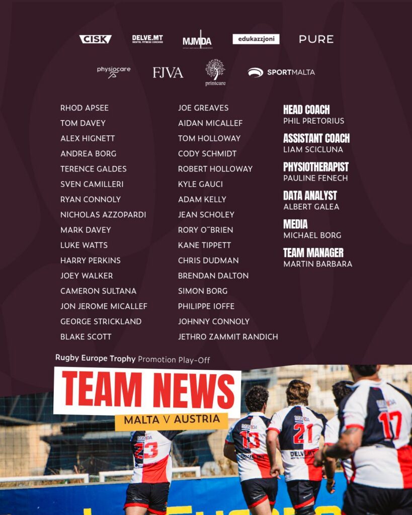 Malta-Rugby-squad-819x1024 Malta Name 32-Man Squad for Historic Rugby Europe Promotion Play-Off Against Austria